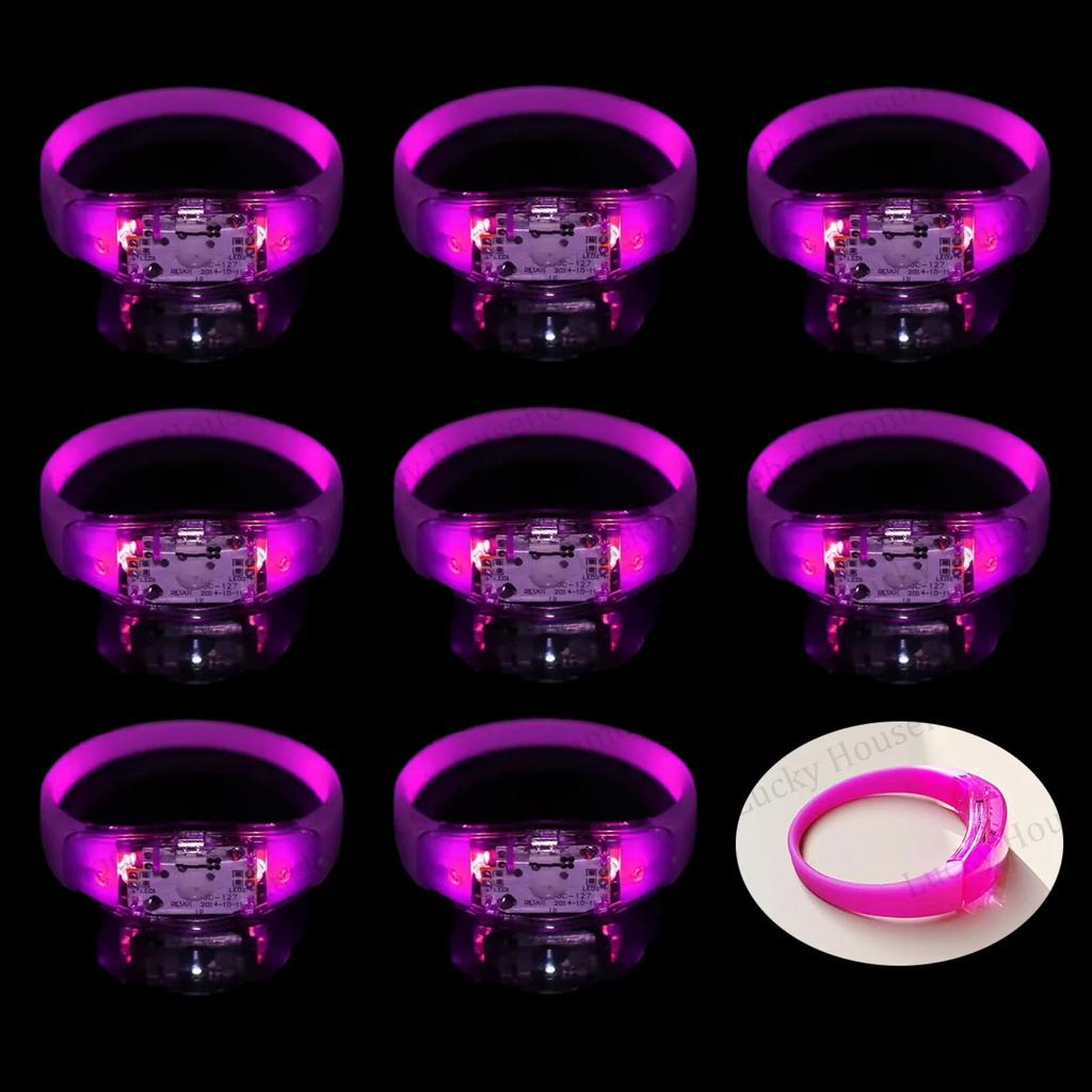 Music Sound Activated LED Glow Bracelets for Parties pink voice-controlled 100pcs by HitMyNeed
