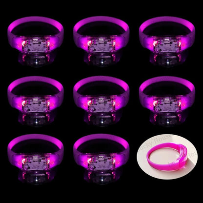Music Sound Activated LED Glow Bracelets for Parties pink voice-controlled 100pcs by HitMyNeed