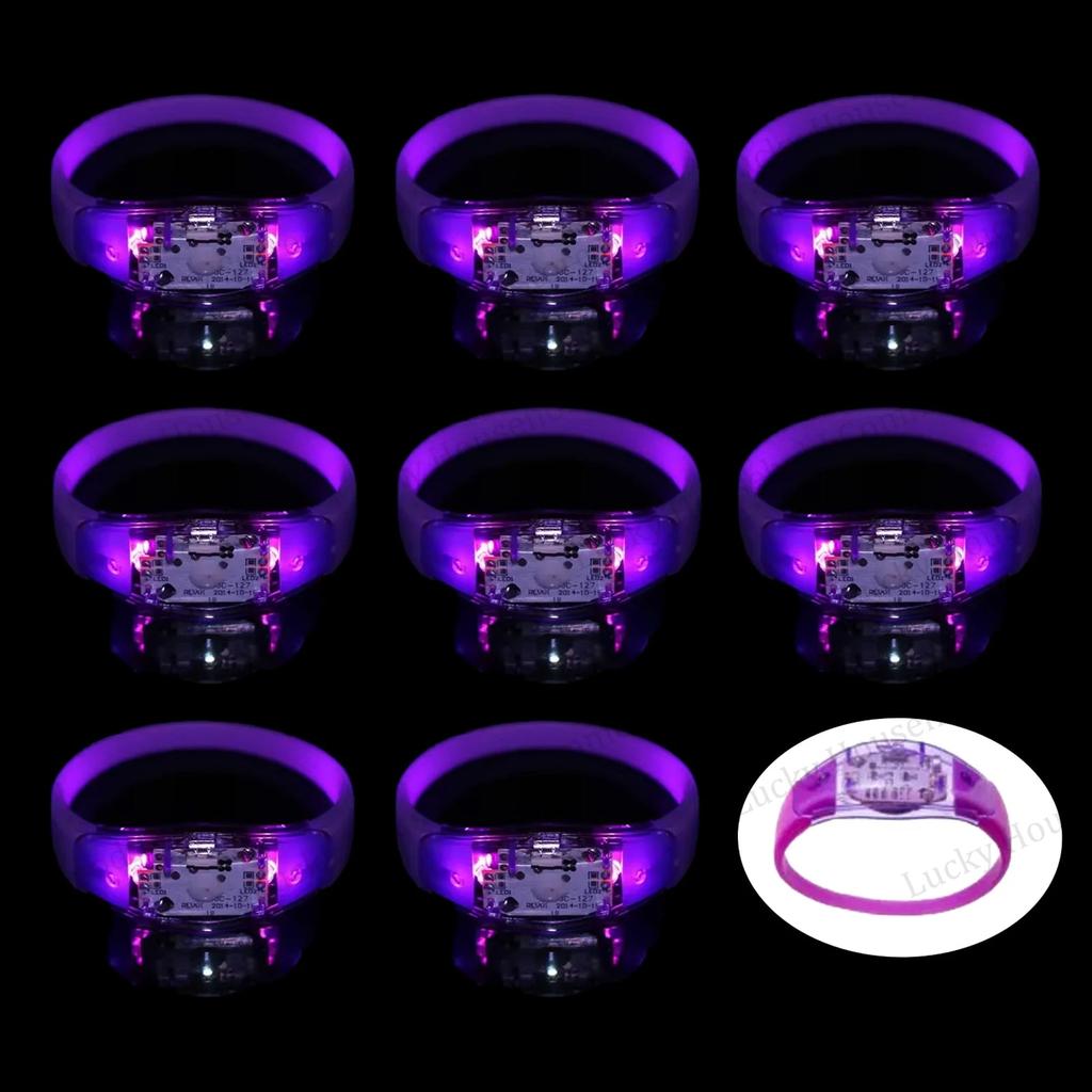 Music Sound Activated LED Glow Bracelets for Parties purple switch 200pcs by HitMyNeed