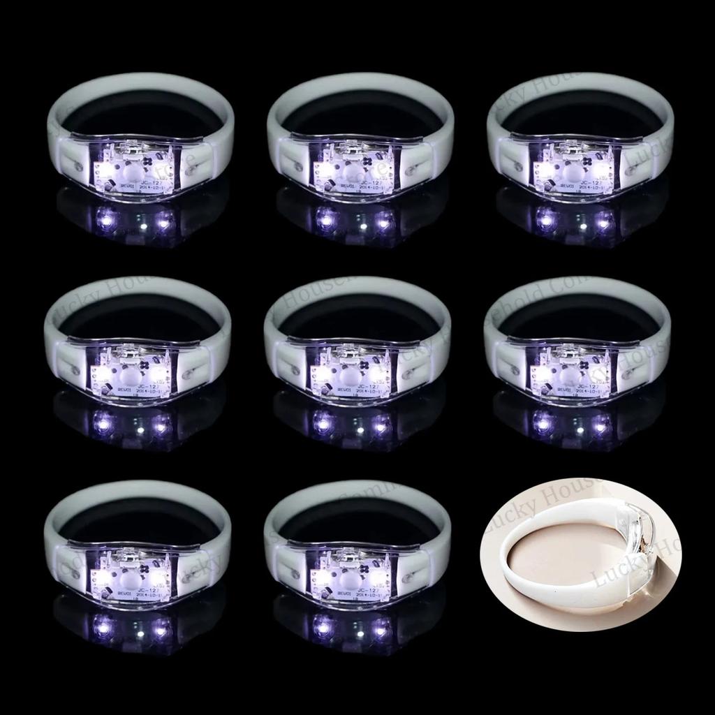 Music Sound Activated LED Glow Bracelets for Parties white switch 50pcs by HitMyNeed