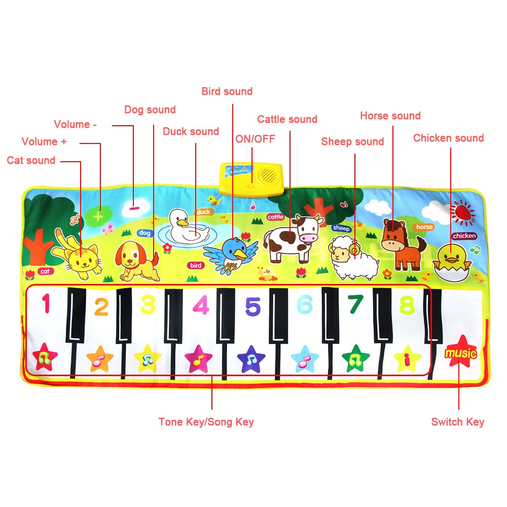 Musical Piano Mat for Toddlers with Animal Sounds by HitMyNeed