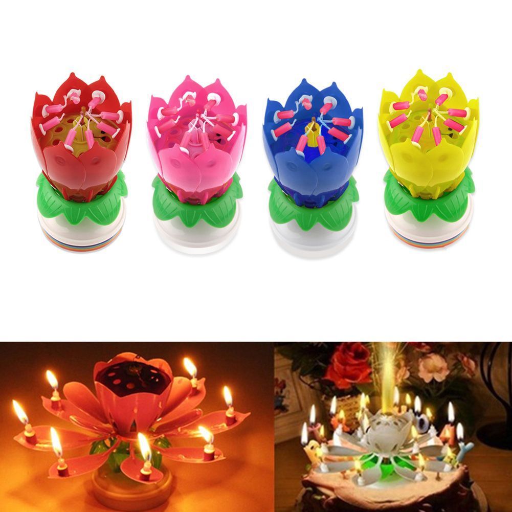 Musical Rotating Lotus Birthday Cake Candle by HitMyNeed
