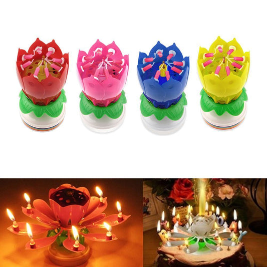 Musical Rotating Lotus Birthday Cake Candle by HitMyNeed
