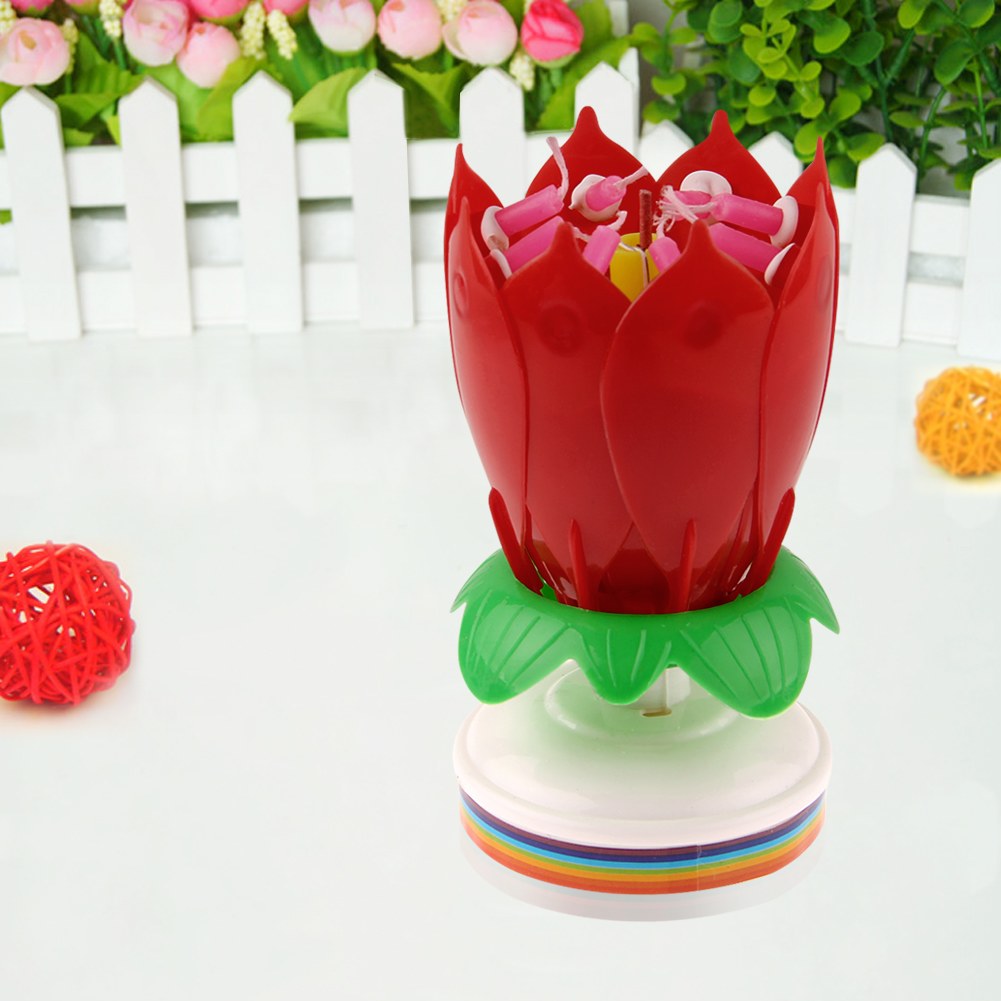 Musical Rotating Lotus Birthday Cake Candle by HitMyNeed