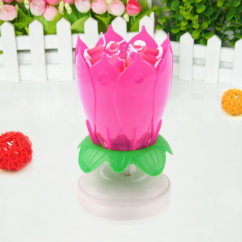 Musical Rotating Lotus Birthday Cake Candle by HitMyNeed