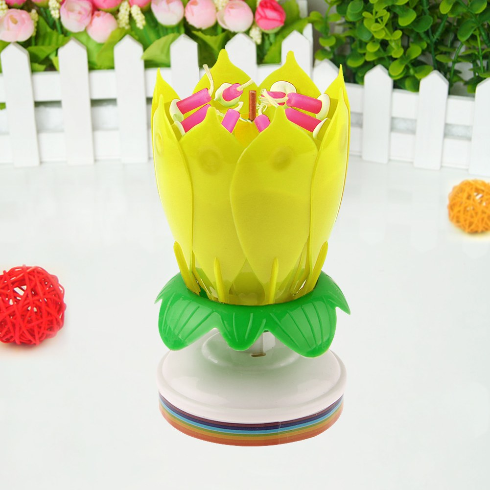 Musical Rotating Lotus Birthday Cake Candle by HitMyNeed
