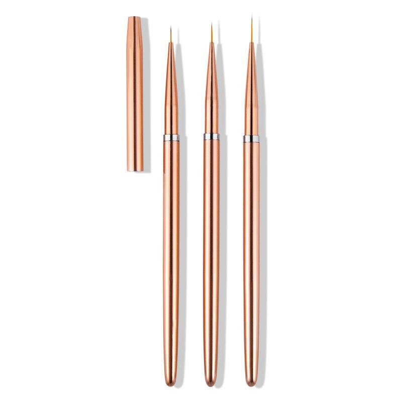 Nail Art Liner Brush Set 3pcs with Travel Pouch by HitMyNeed