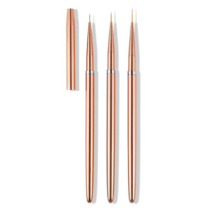 Nail Art Liner Brush Set 3pcs with Travel Pouch by HitMyNeed