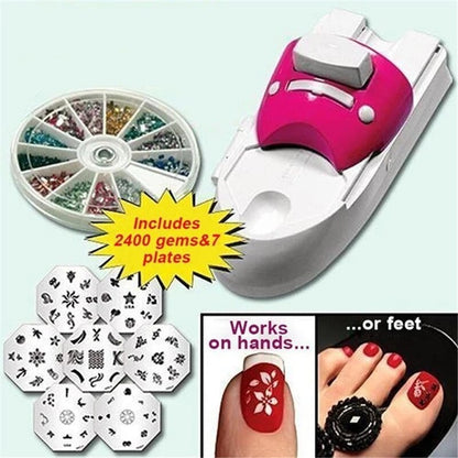 Nail Art Stamper Tool Set with Plates and Gems by HitMyNeed