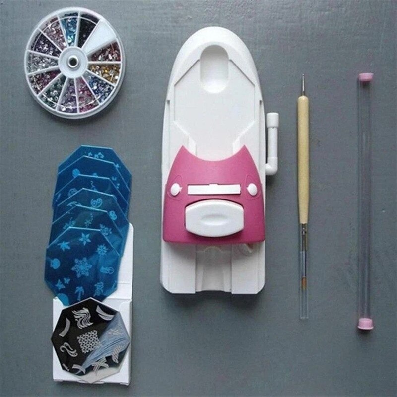Nail Art Stamper Tool Set with Plates and Gems by HitMyNeed