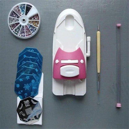 Nail Art Stamper Tool Set with Plates and Gems by HitMyNeed