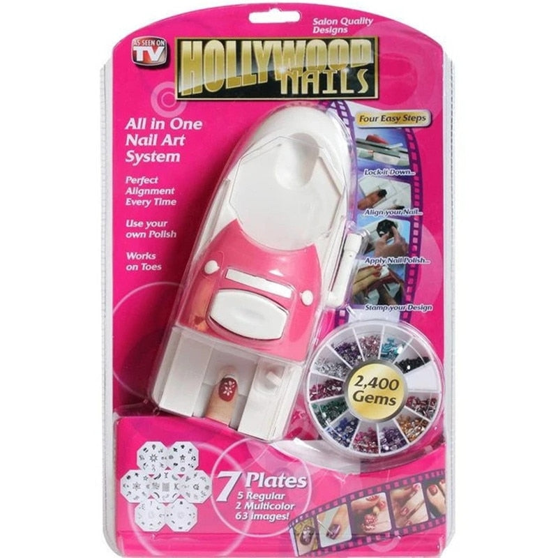 Nail Art Stamper Tool Set with Plates and Gems by HitMyNeed