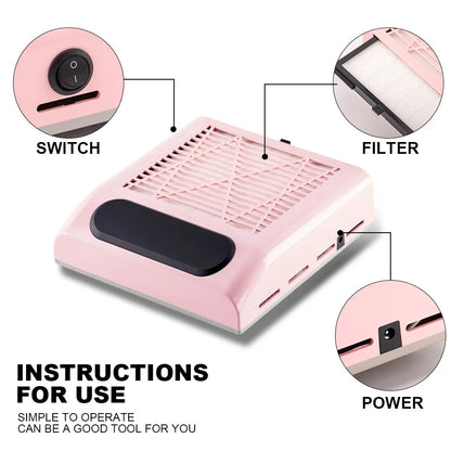 Nail Dust Collector Extractor Fan with Reusable Filter by HitMyNeed