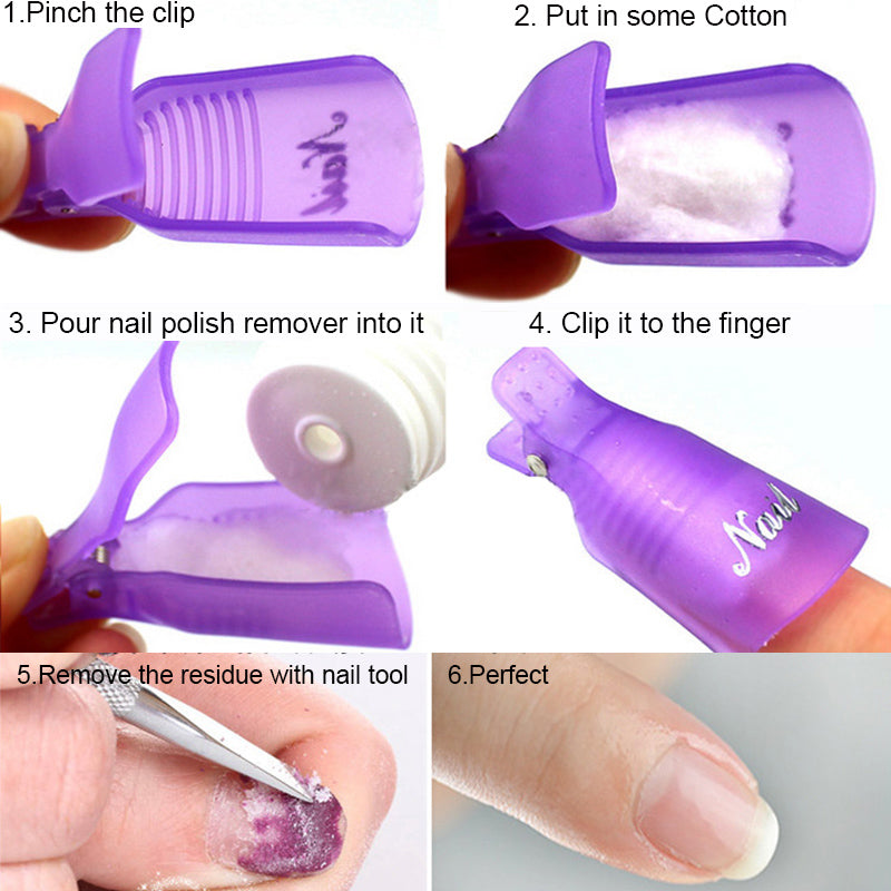 Nail Polish Remover Clips Set of 10 by HitMyNeed