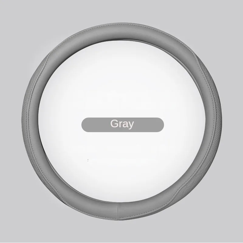 Napa Leather Perforated 15" Steering Wheel Cover gray by HitMyNeed