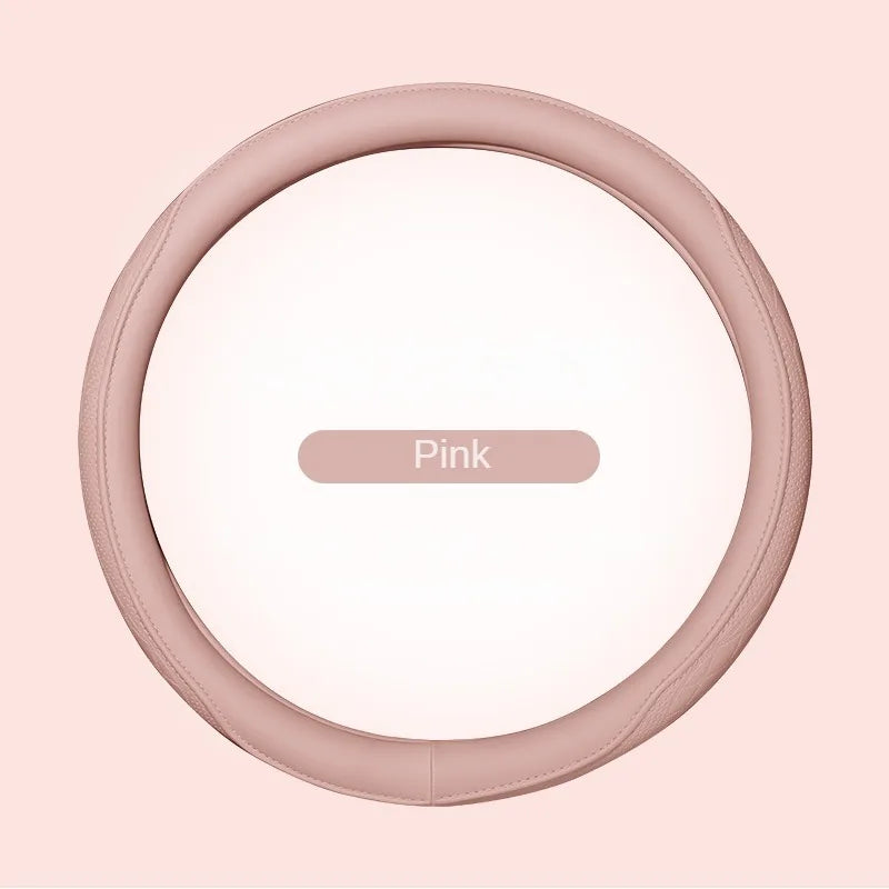 Napa Leather Perforated 15" Steering Wheel Cover pink by HitMyNeed