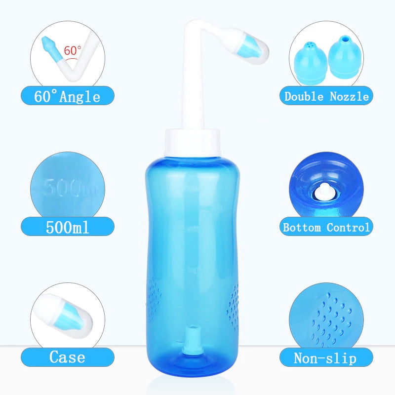 Nasal Irrigation Rinse Bottle with Nose Protector by HitMyNeed