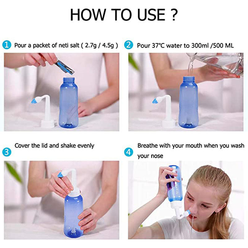 Nasal Irrigation Rinse Bottle with Nose Protector by HitMyNeed