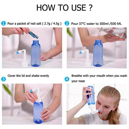 Nasal Irrigation Rinse Bottle with Nose Protector by HitMyNeed