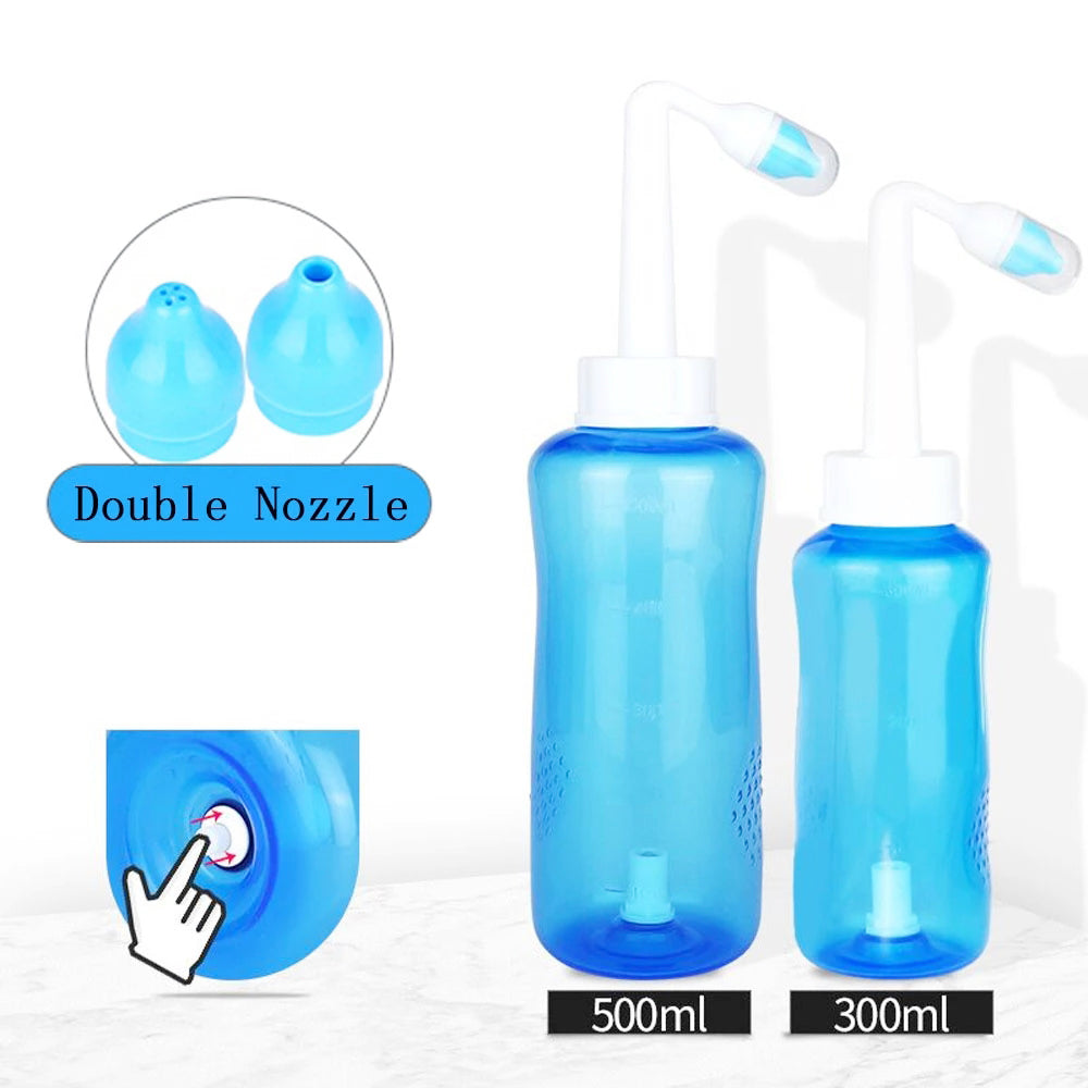 Nasal Irrigation Rinse Bottle with Nose Protector blue-300ml by HitMyNeed