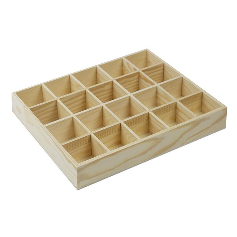 Natural 20-Grid Pine Wooden Compartment Box by HitMyNeed