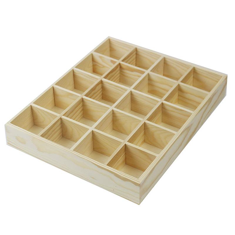 Natural 20-Grid Pine Wooden Compartment Box by HitMyNeed