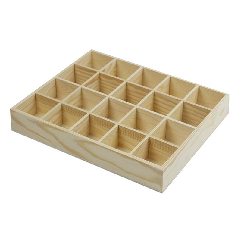 Natural 20-Grid Pine Wooden Compartment Box by HitMyNeed