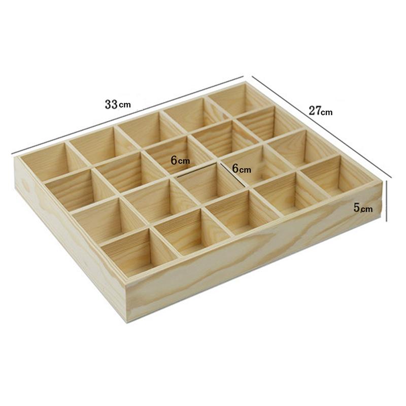 Natural 20-Grid Pine Wooden Compartment Box by HitMyNeed