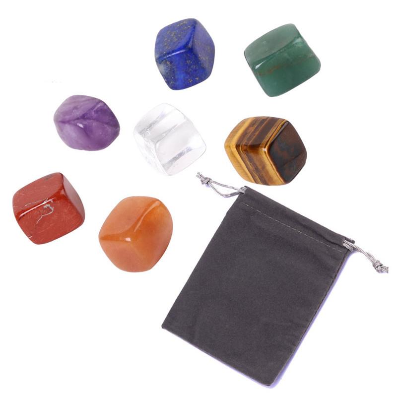 Natural 7 Chakra Crystal Stone Set with Pouch by HitMyNeed