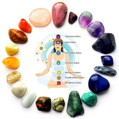 Natural 7 Chakra Crystal Stone Set with Pouch by HitMyNeed