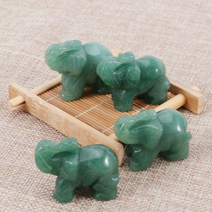 Natural Aventurine Jade Elephant Figurine 3cm by HitMyNeed