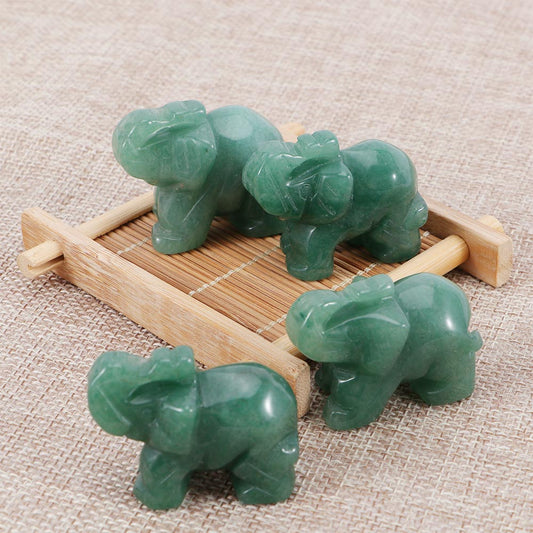 Natural Aventurine Jade Elephant Figurine 3cm by HitMyNeed