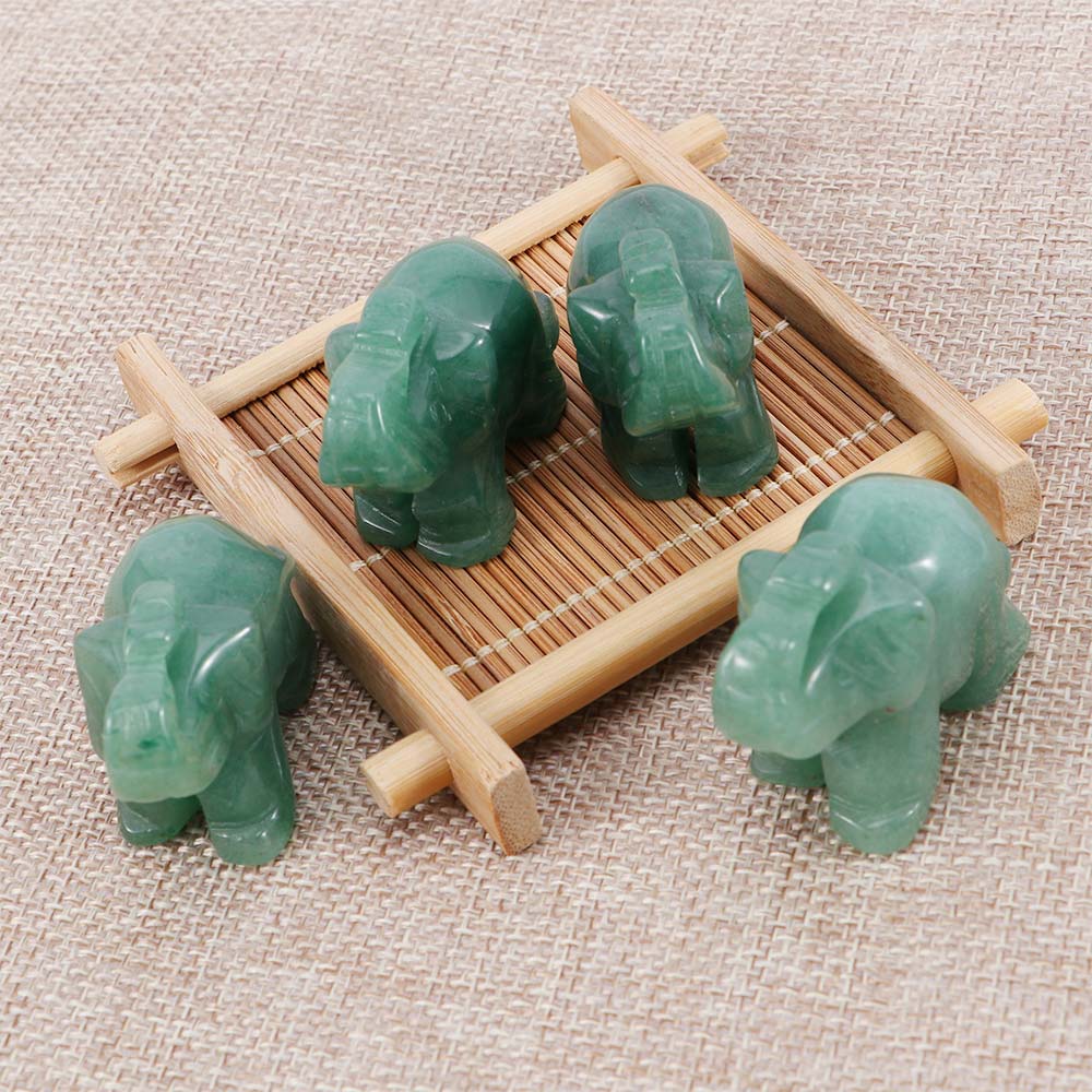 Natural Aventurine Jade Elephant Figurine 3cm by HitMyNeed