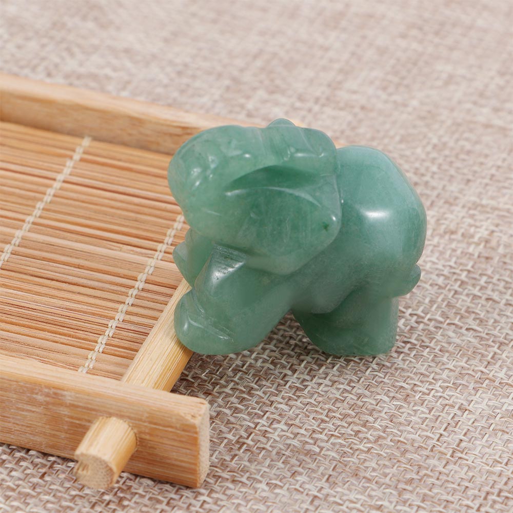 Natural Aventurine Jade Elephant Figurine 3cm by HitMyNeed