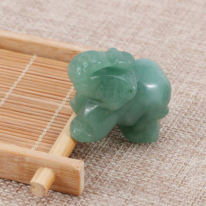 Natural Aventurine Jade Elephant Figurine 3cm by HitMyNeed