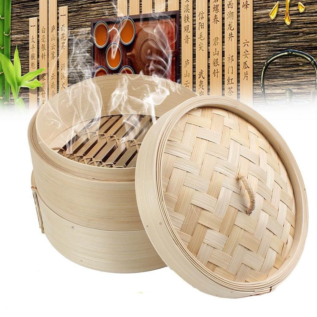 Natural Bamboo Dim Sum Steamer Set, 18 cm by HitMyNeed