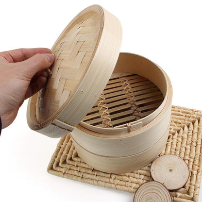Natural Bamboo Dim Sum Steamer Set, 18 cm by HitMyNeed