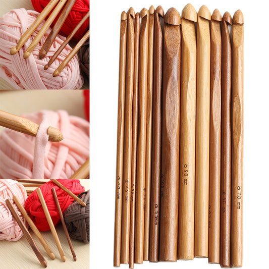 Natural Bamboo Knitting Needles Set (12pcs, 15cm) by HitMyNeed