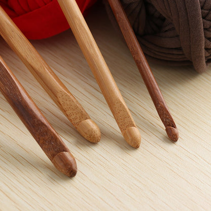 Natural Bamboo Knitting Needles Set (12pcs, 15cm) by HitMyNeed
