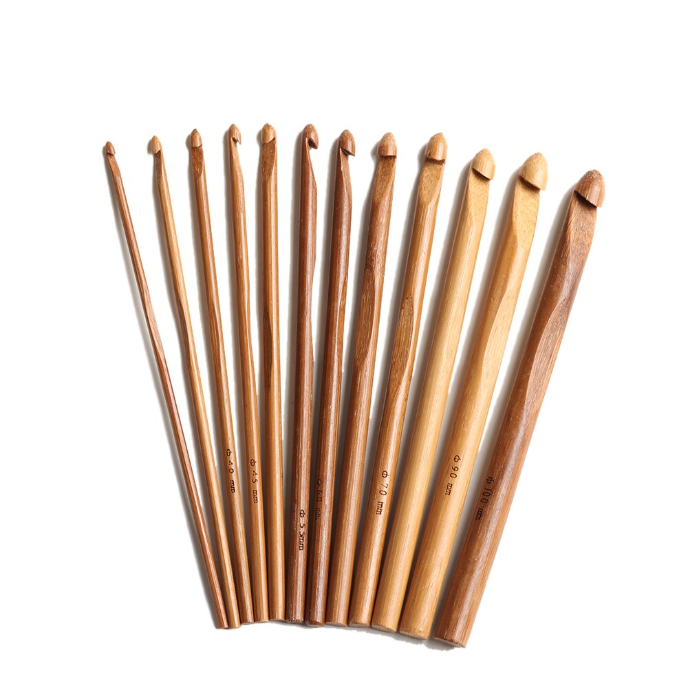 Natural Bamboo Knitting Needles Set (12pcs, 15cm) by HitMyNeed