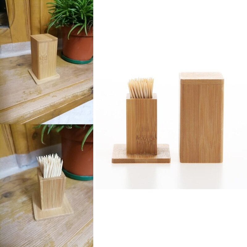 Natural Bamboo Toothpick Holder with Lid by HitMyNeed