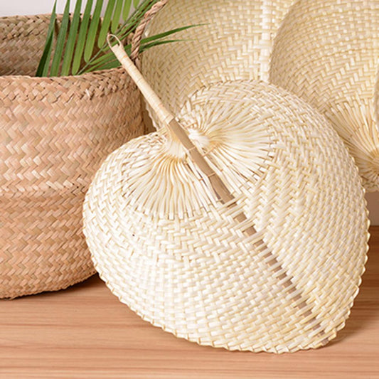 Natural Bamboo Woven Hand Fan with Hanging Handle by HitMyNeed