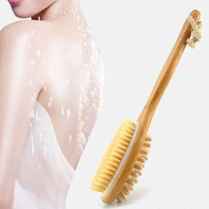 Natural Bristle Bamboo Body Brush with Long Handle by HitMyNeed