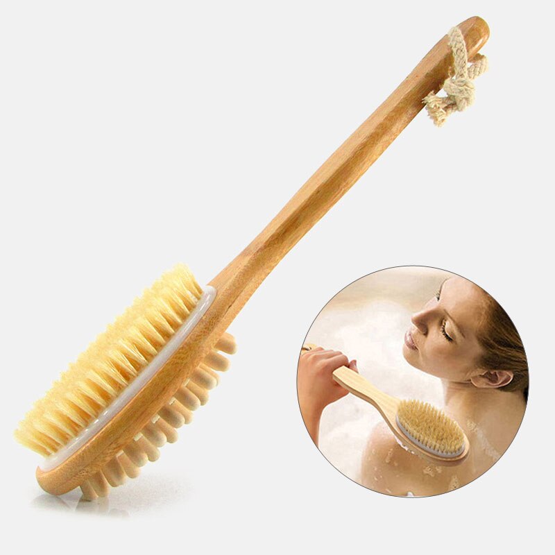 Natural Bristle Bamboo Body Brush with Long Handle by HitMyNeed