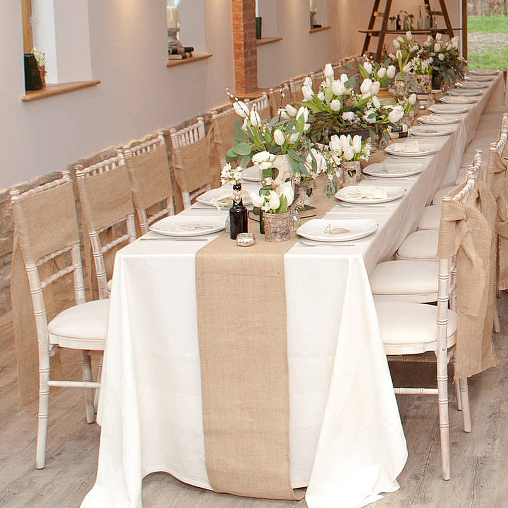 Natural Brown Jute Table Runner 30cm x 10m by HitMyNeed