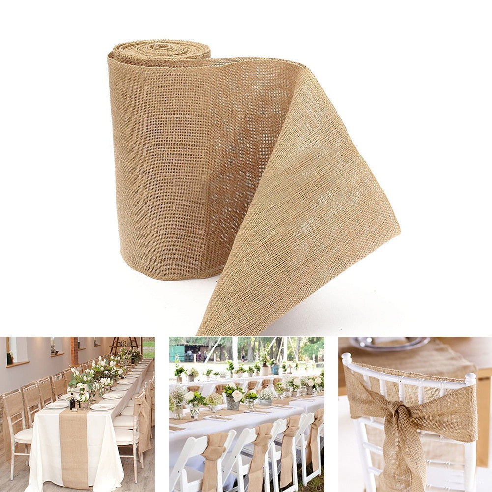 Natural Brown Jute Table Runner 30cm x 10m by HitMyNeed
