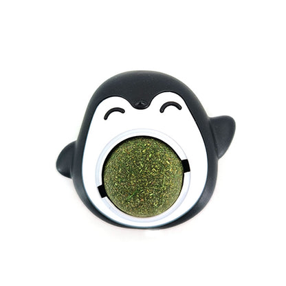 Natural Catnip Wall Ball Treat & Cat Grass Toy b-black by HitMyNeed