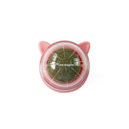 Natural Catnip Wall Ball Treat & Cat Grass Toy pink by HitMyNeed