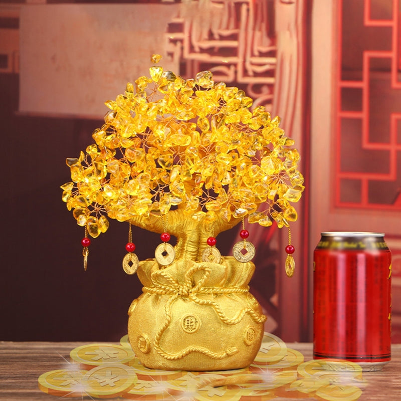 Natural Citrine Crystal Money Tree Decor 14cm by HitMyNeed