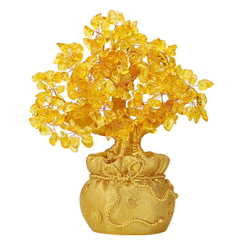Natural Citrine Crystal Money Tree Decor 14cm by HitMyNeed